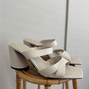 Zara Cream Women's Heeled Sandals Size 40 (US 9)